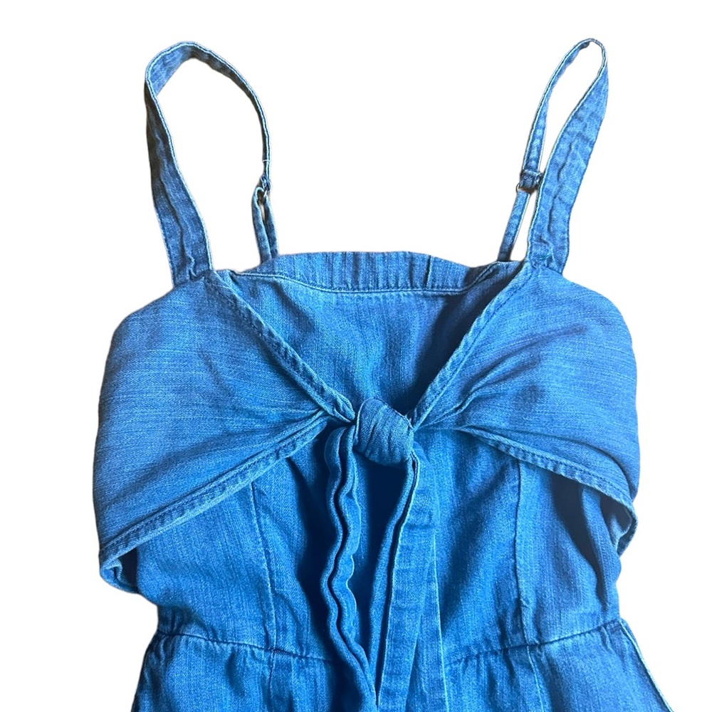 Vintage Abercrombie & Fitch Denim Jumpsuit Size XXSP Tie Front Cropped - Picture 6 of 12